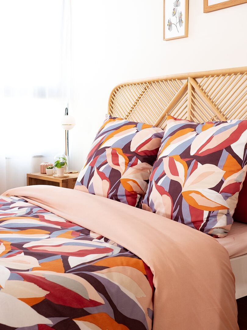 Parure de lit imprimé - 2 personnes Beige/rouge - Kiabi