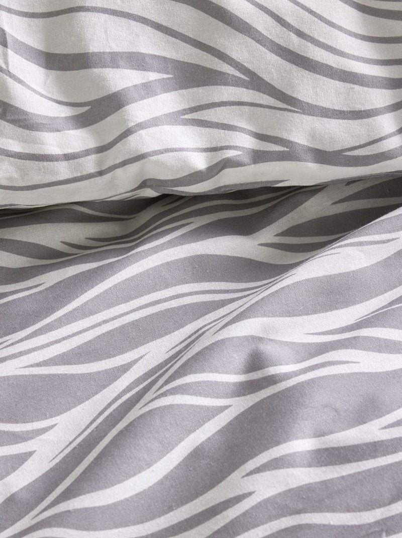 Parure de lit imprimé - 2 personnes Gris - Kiabi