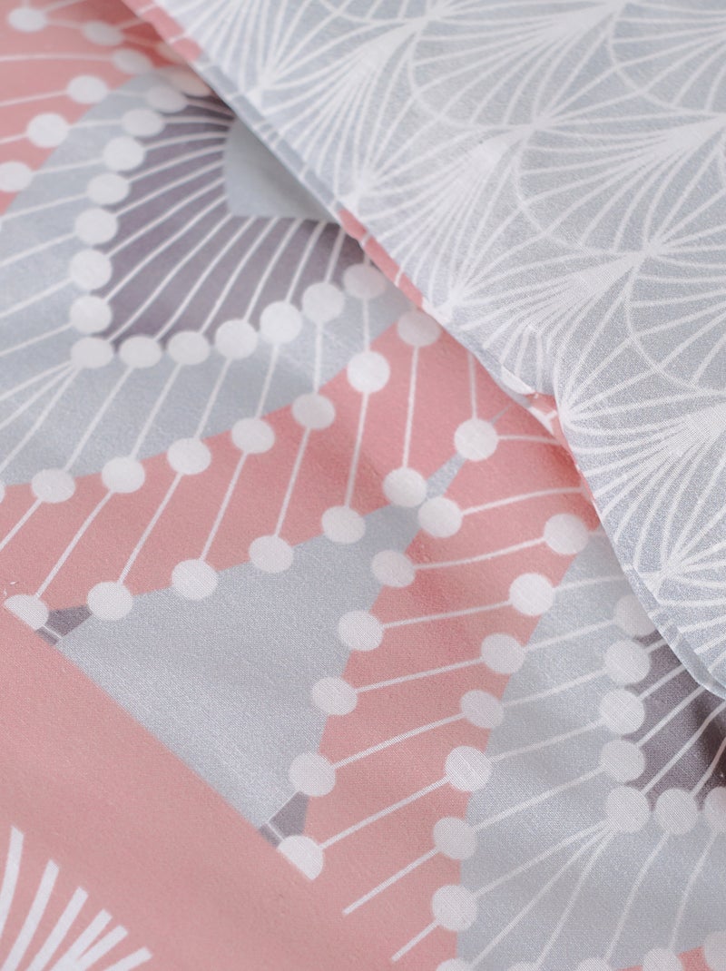 Parure de lit imprimé - 2 personnes gris/rose - Kiabi