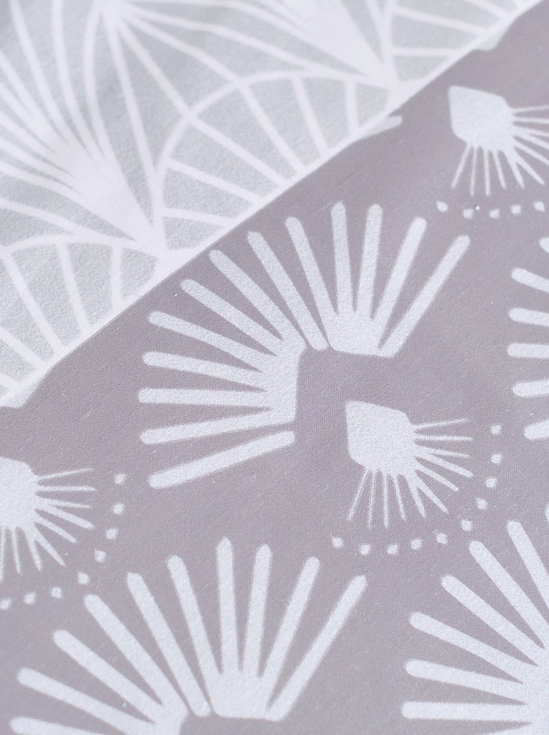 Parure de lit imprimé - 2 personnes gris/rose - Kiabi