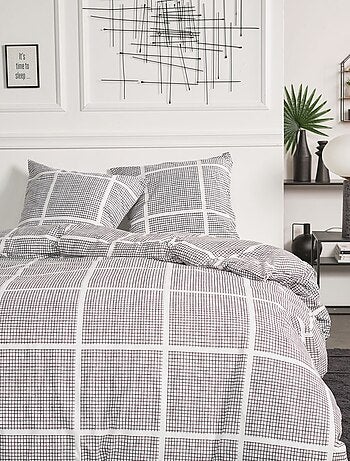 Parure de lit imprimé A carreaux coton FLANELLE