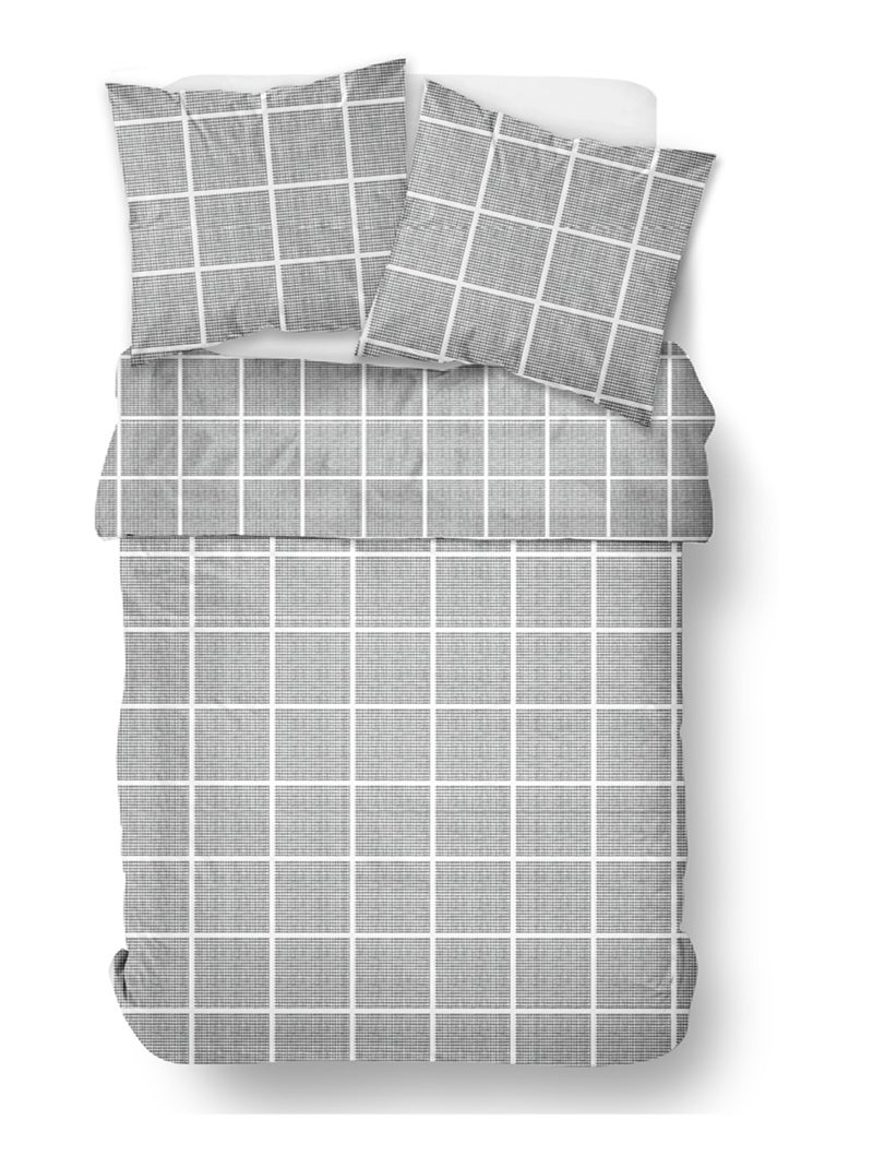 Parure de lit imprimé A carreaux coton FLANELLE Blanc - Kiabi