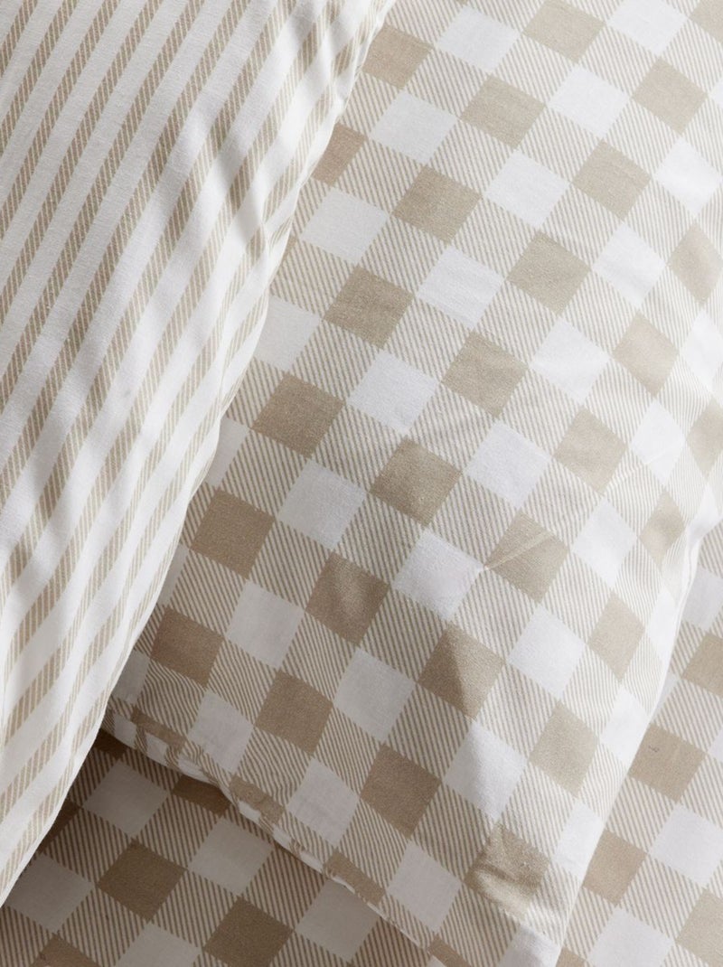 Parure de lit imprimé A carreaux coton FLANELLE Blanc - Kiabi