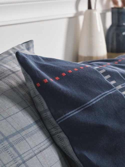 Parure de lit imprimé A carreaux coton FLANELLE - Kiabi