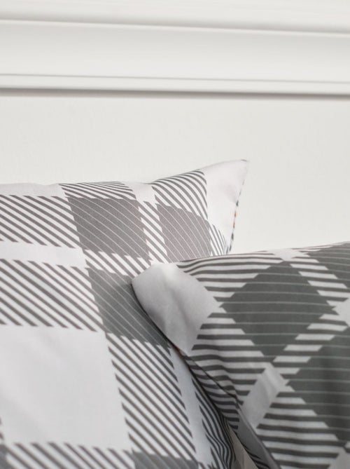 Parure de lit imprimé A carreaux coton FLANELLE - Kiabi