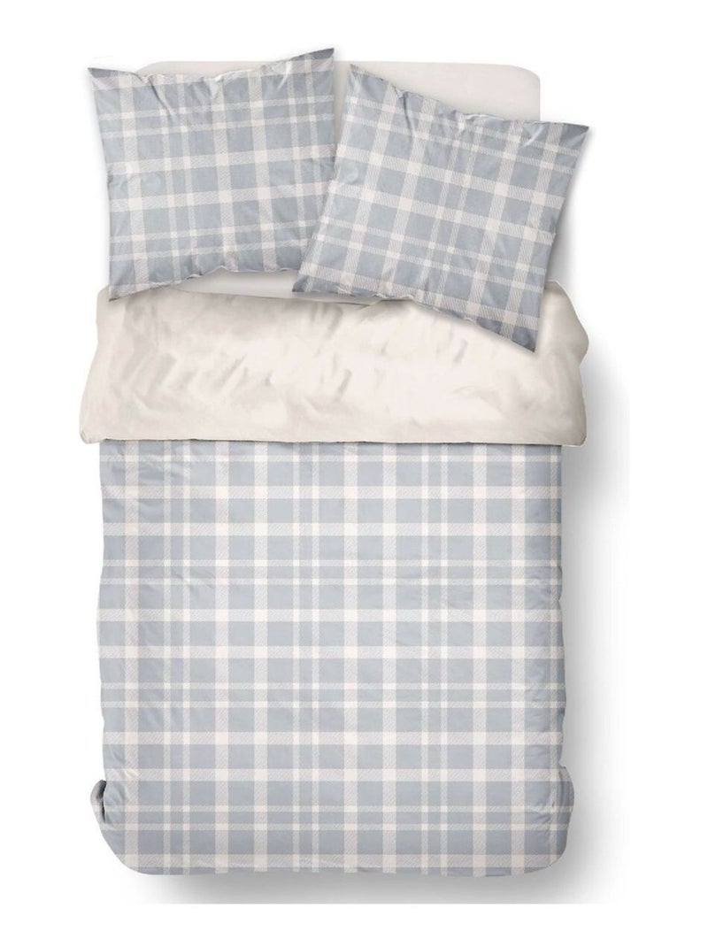 Parure de lit imprimé A carreaux coton SUNSHINE ENORA Gris - Kiabi