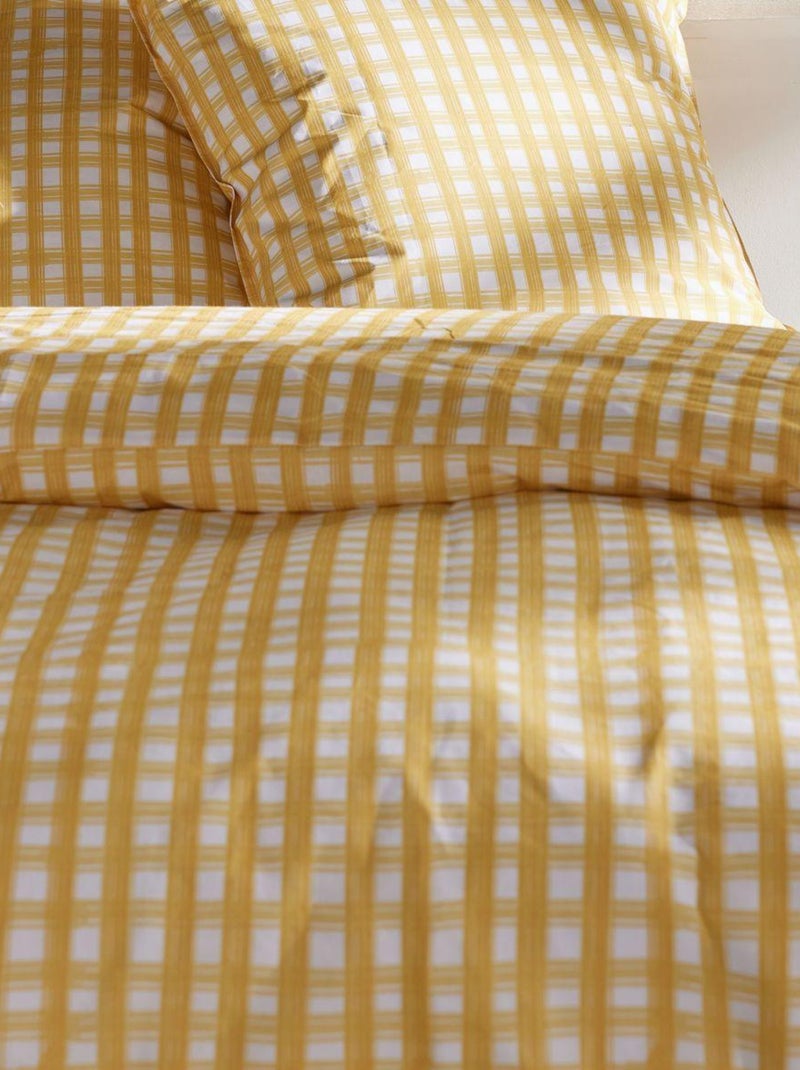 Parure de lit imprimé A carreaux Coton SUNSHINE LUCILE Jaune - Kiabi
