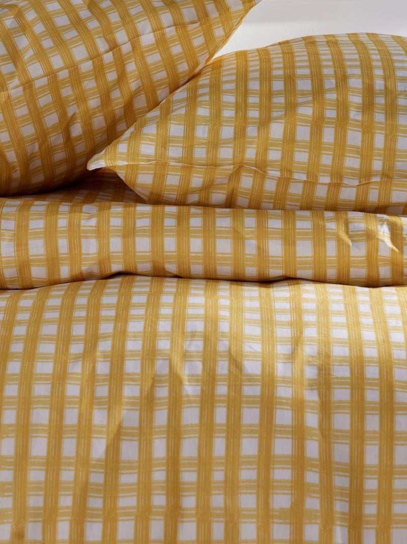 Parure de lit imprimé A carreaux Coton SUNSHINE LUCILE Jaune - Kiabi
