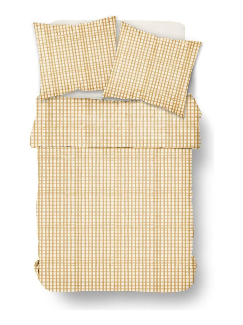 Parure de lit imprimé A carreaux Coton SUNSHINE LUCILE Jaune - Kiabi