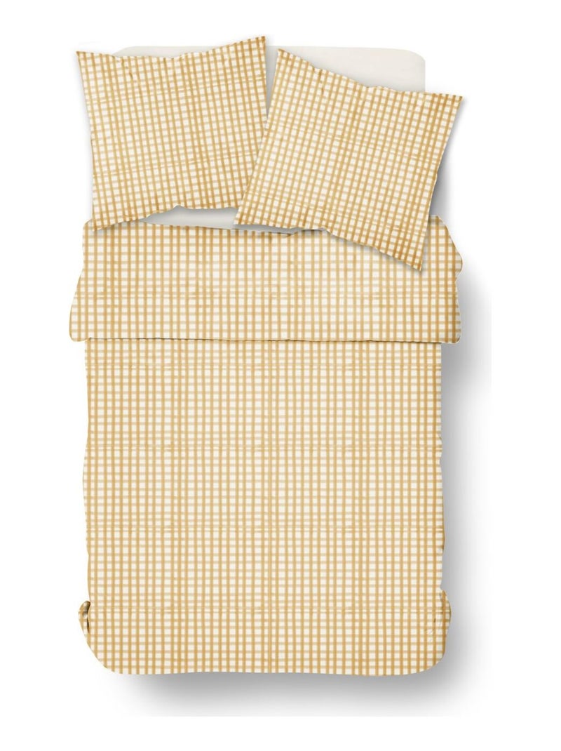 Parure de lit imprimé A carreaux Coton SUNSHINE LUCILE Jaune - Kiabi