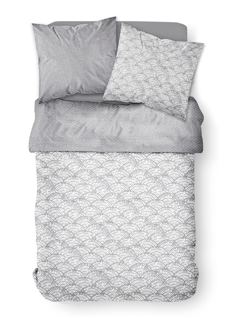 Parure de lit imprimé A carreaux coton SUNSHINE NETA Blanc - Kiabi