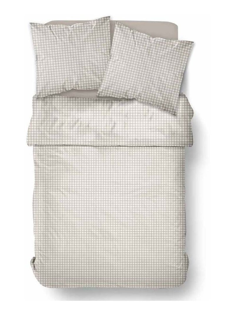 Parure de lit imprimé A carreaux CRAZY NAIS Beige - Kiabi