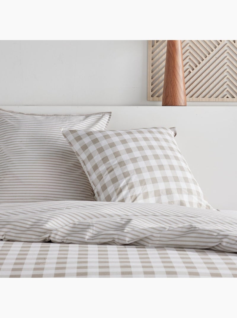 Parure de lit imprimé A carreaux SUNSHINE AGNES Beige - Kiabi