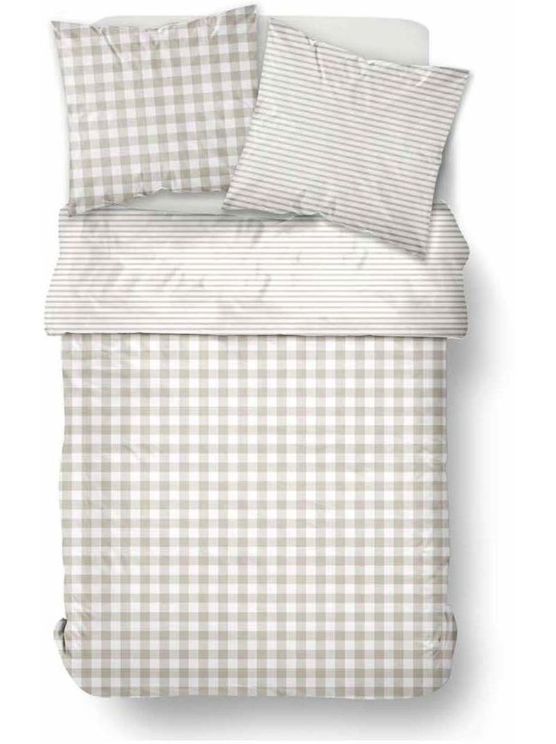 Parure de lit imprimé A carreaux SUNSHINE AGNES Beige - Kiabi