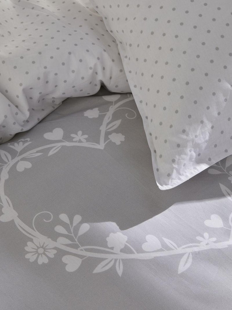 Parure de lit imprimé a pois coton CHARME Gris clair - Kiabi
