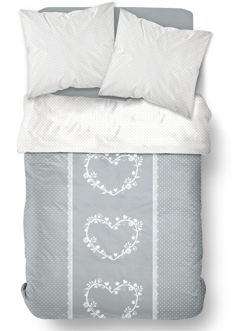 Parure de lit imprimé a pois coton CHARME Gris clair - Kiabi