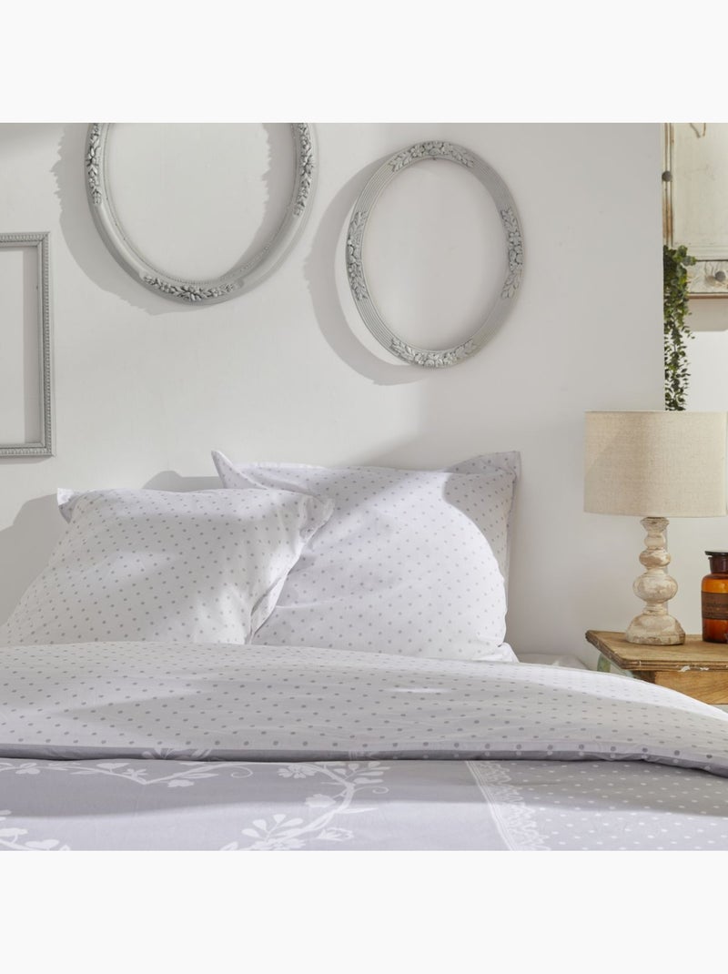 Parure de lit imprimé a pois coton CHARME Gris clair - Kiabi