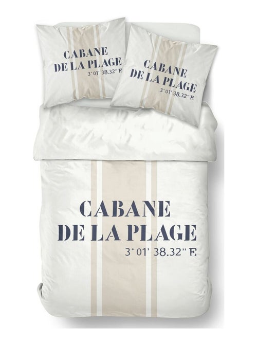 Parure de lit imprimé à rayures coton CABANE DE PLAGE - Kiabi