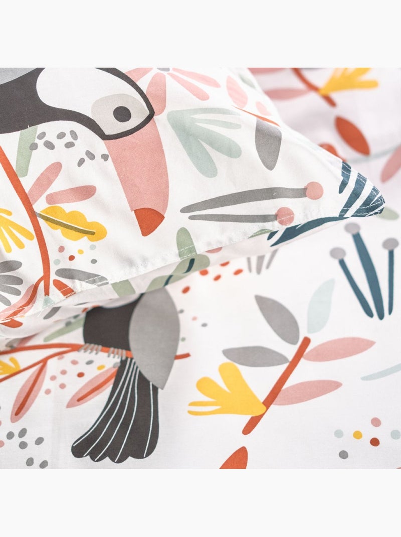 Parure de lit imprimé animalier coton HAPPY Blanc - Kiabi