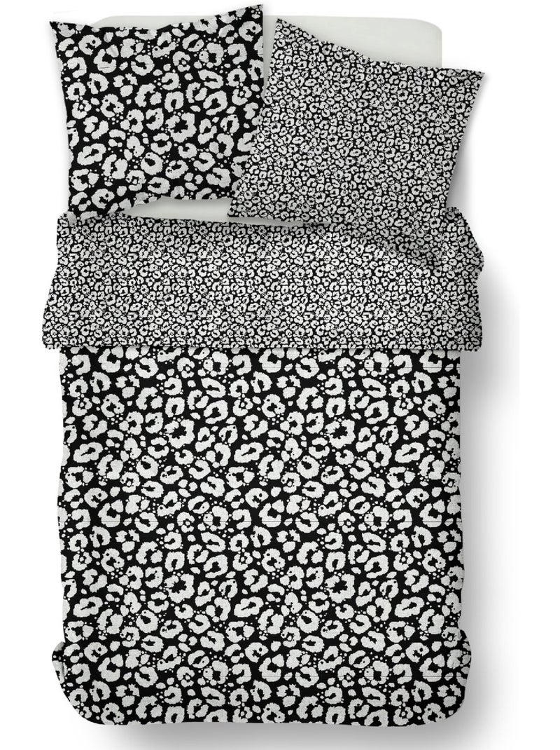 Parure de lit imprimé animalier coton SUNSHINE LISON Noir - Kiabi