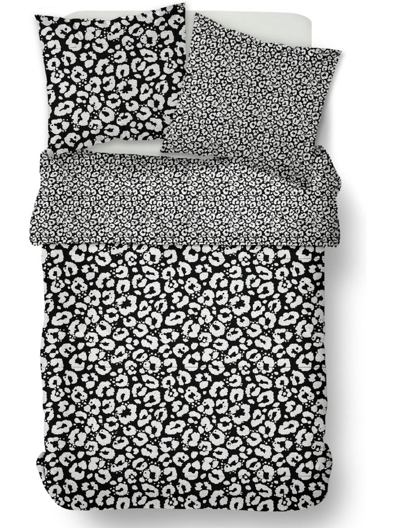 Parure de lit imprimé animalier coton SUNSHINE LISON Noir - Kiabi