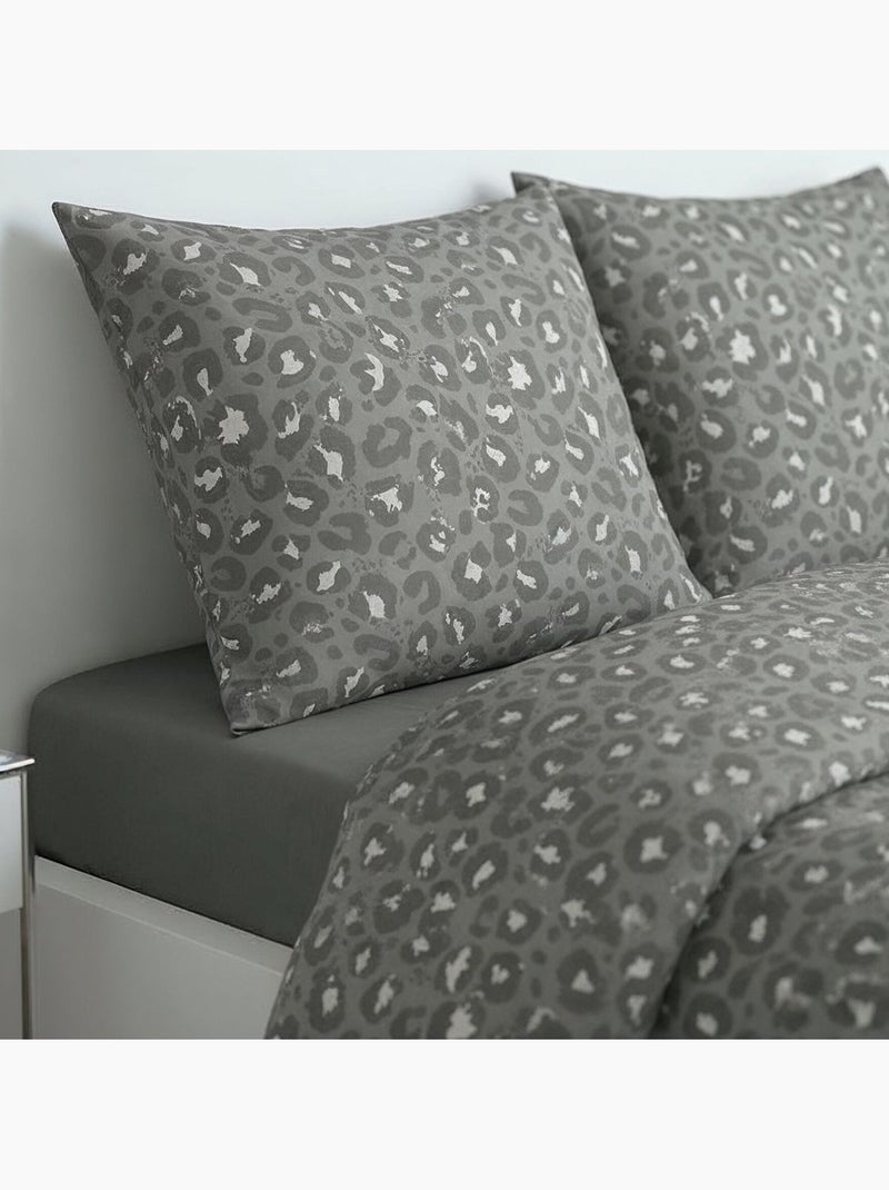 Parure de lit imprimé Animalier SUNSHINE LEO gris anthracite - Kiabi