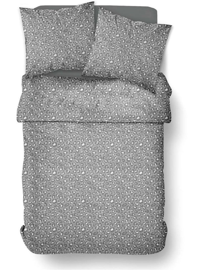 Parure de lit imprimé Animalier SUNSHINE LEO gris anthracite - Kiabi