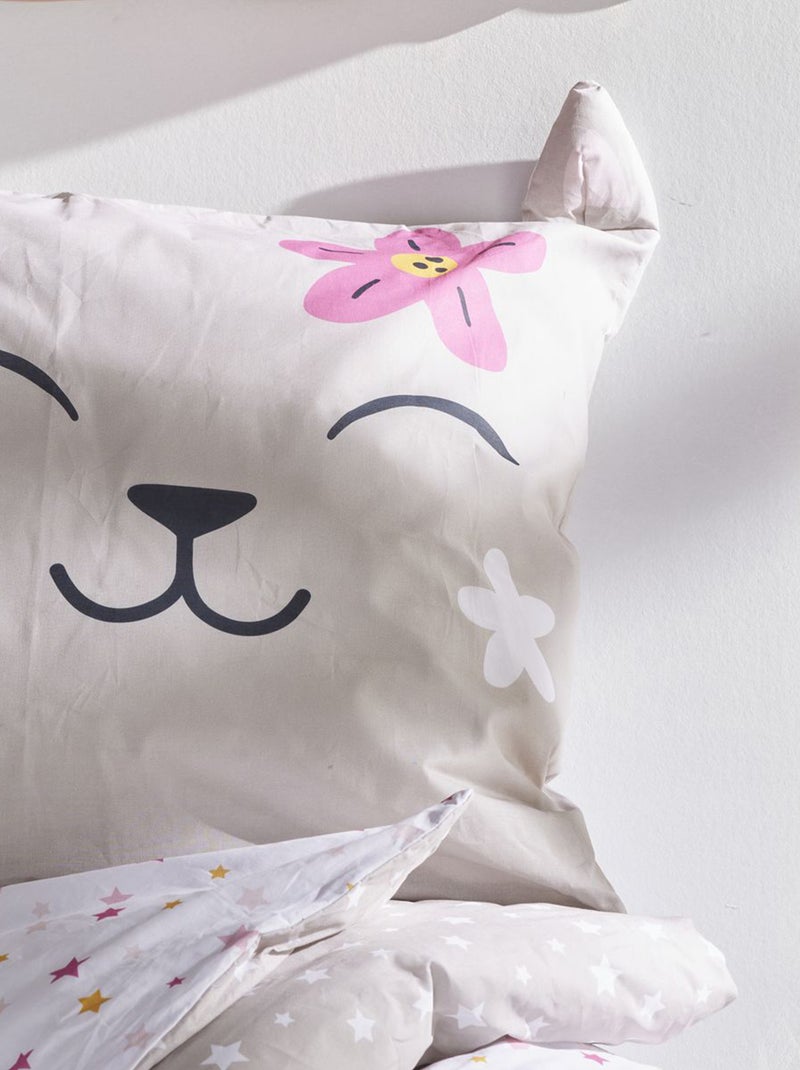 Parure de lit imprimé chat - 1 personne Beige - Kiabi