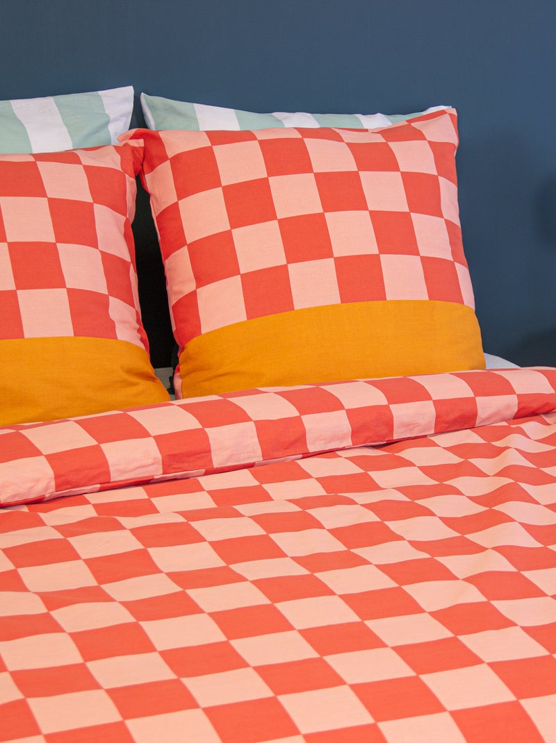 Parure de lit imprimé Damier Rouge - Kiabi