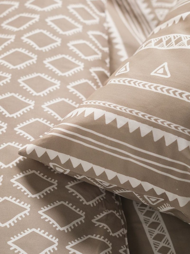 Parure de lit imprimé Ethnique coton FLANELLE Beige - Kiabi