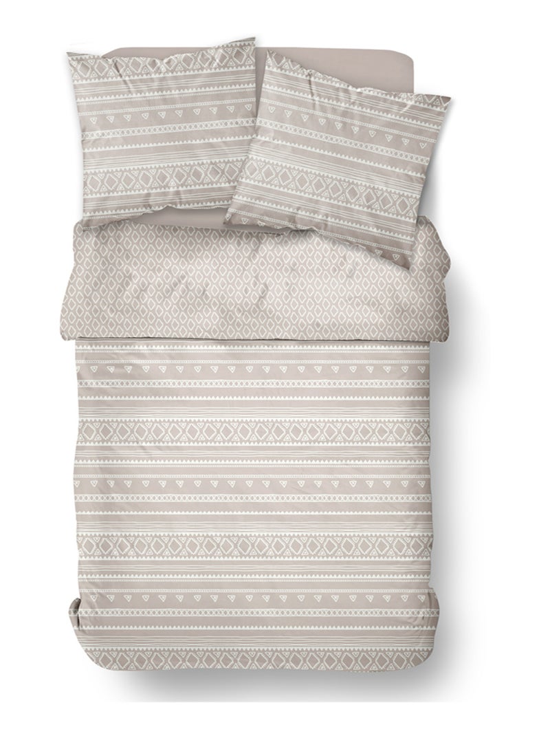 Parure de lit imprimé Ethnique coton FLANELLE Beige - Kiabi