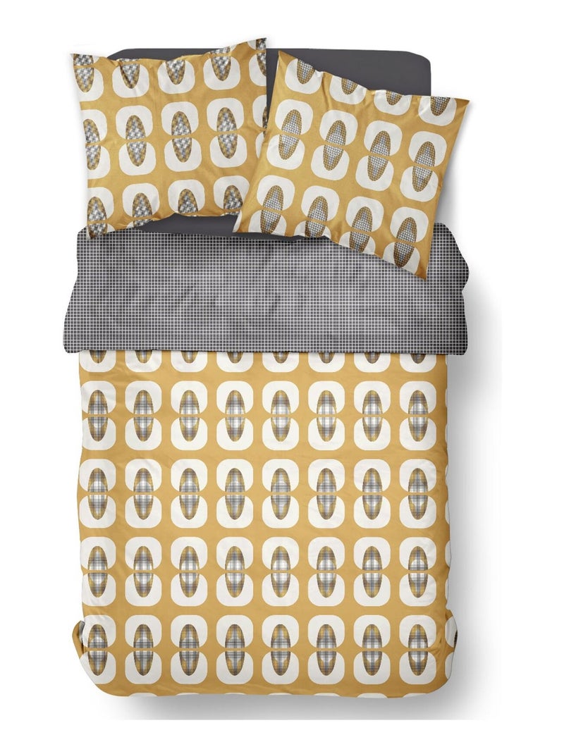 Parure de lit imprimé ethnique coton SUNSHINE CELESTE Jaune - Kiabi