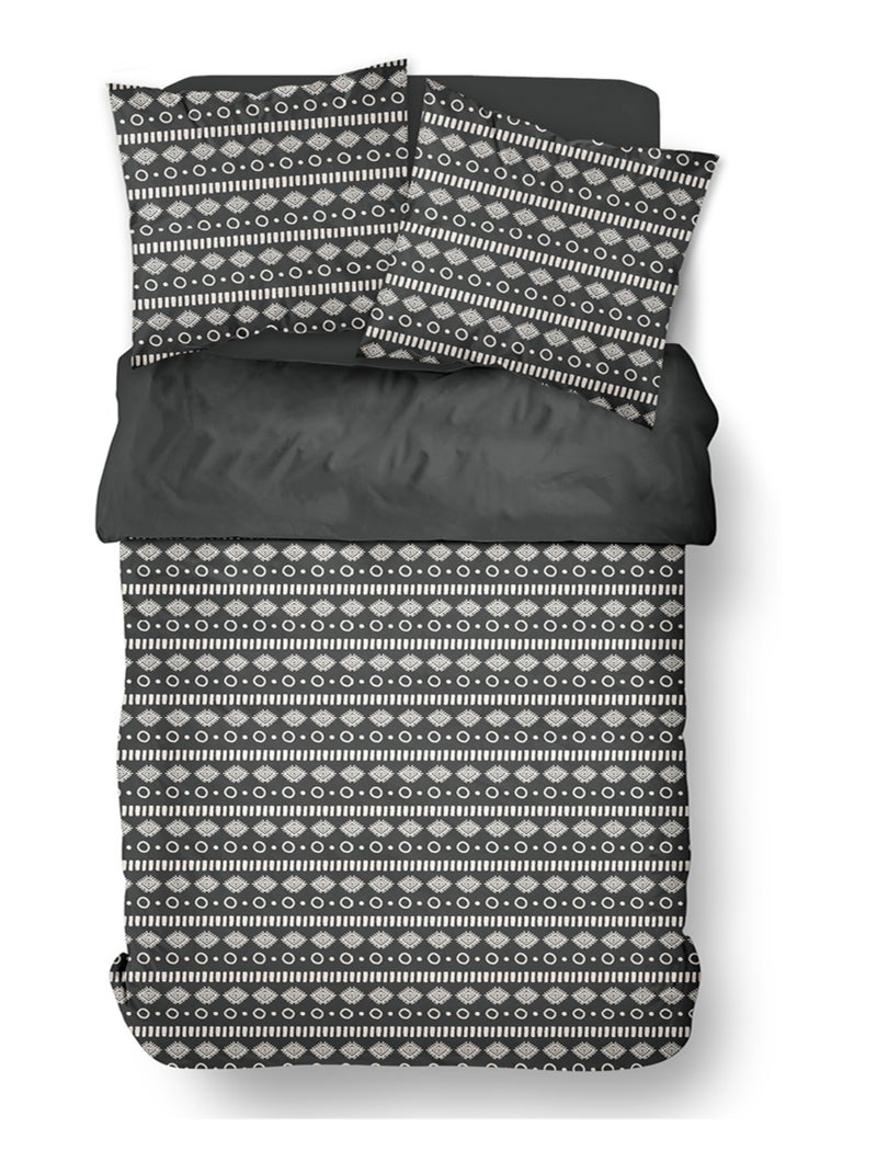 Parure de lit imprimé Ethnique coton SUNSHINE SALY Noir - Kiabi