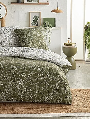Parure de lit imprimé feuilles - 2 personnes