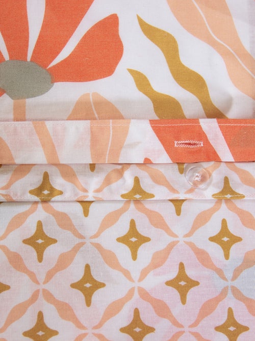 Parure de lit imprimé fleurs réversible - 2 personnes - Kiabi