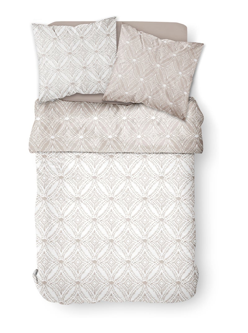 Parure de lit imprimé Floral coton FLANELLE Beige - Kiabi