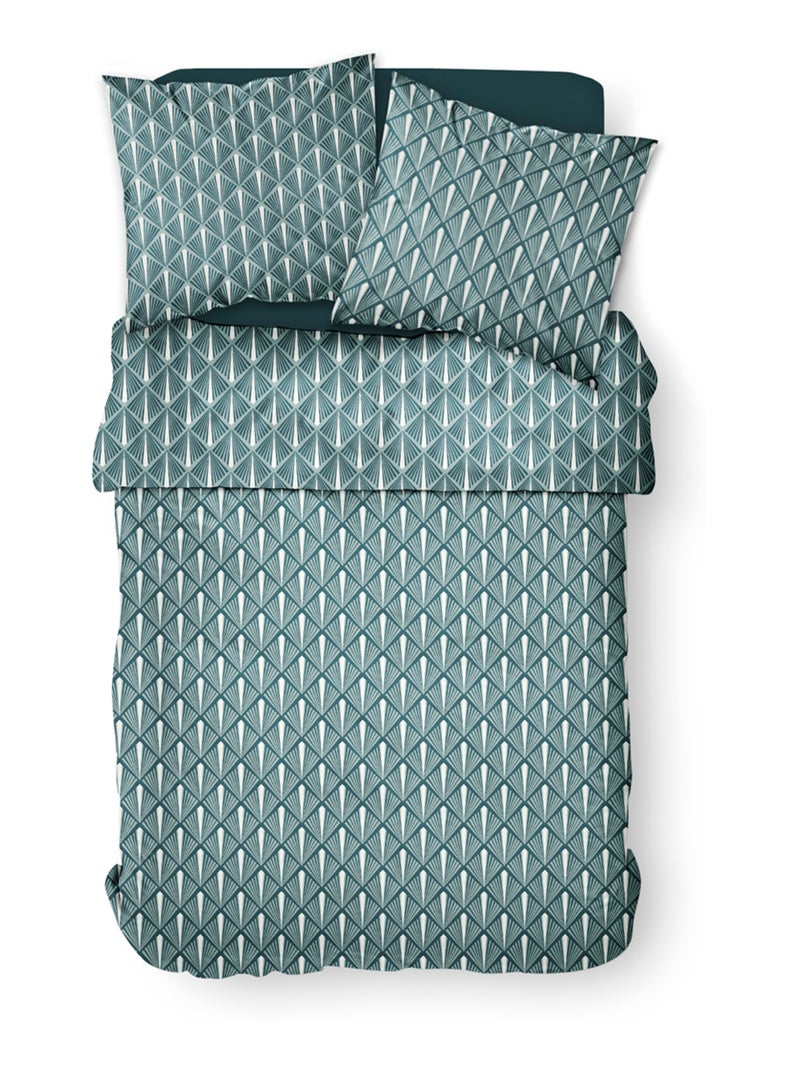 Parure de lit imprimé Floral coton FLANELLE Bleu - Kiabi