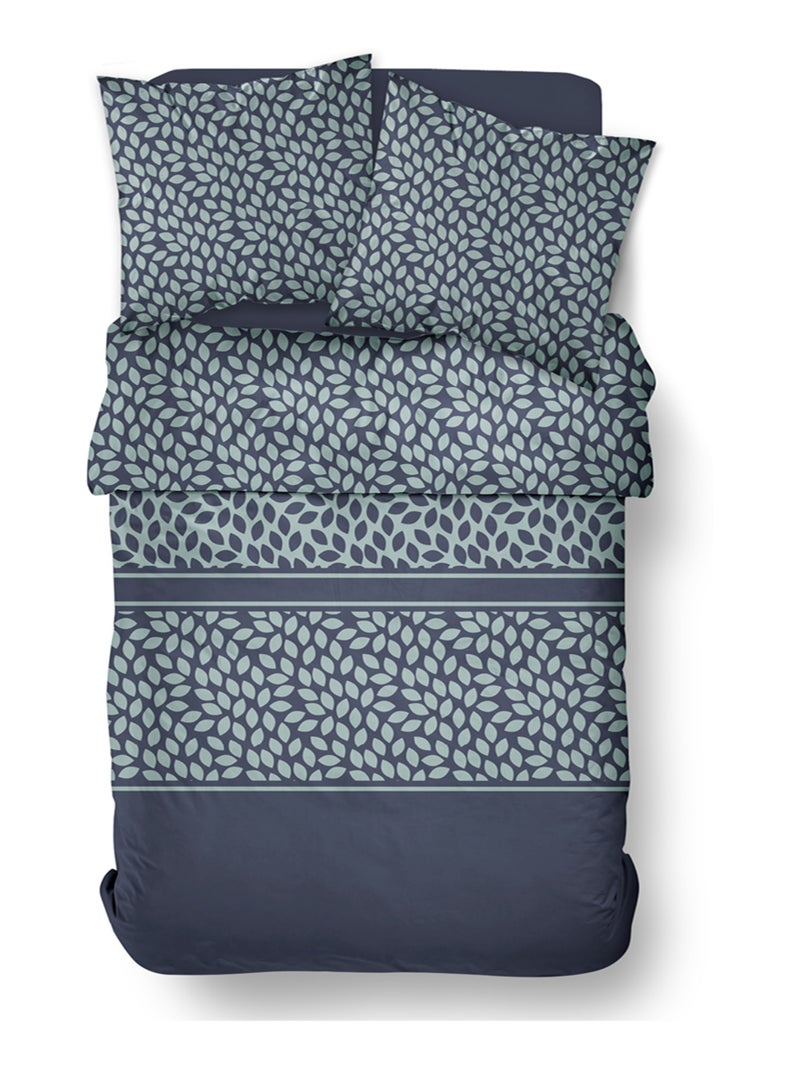 Parure de lit imprimé Floral coton FLANELLE Bleu - Kiabi