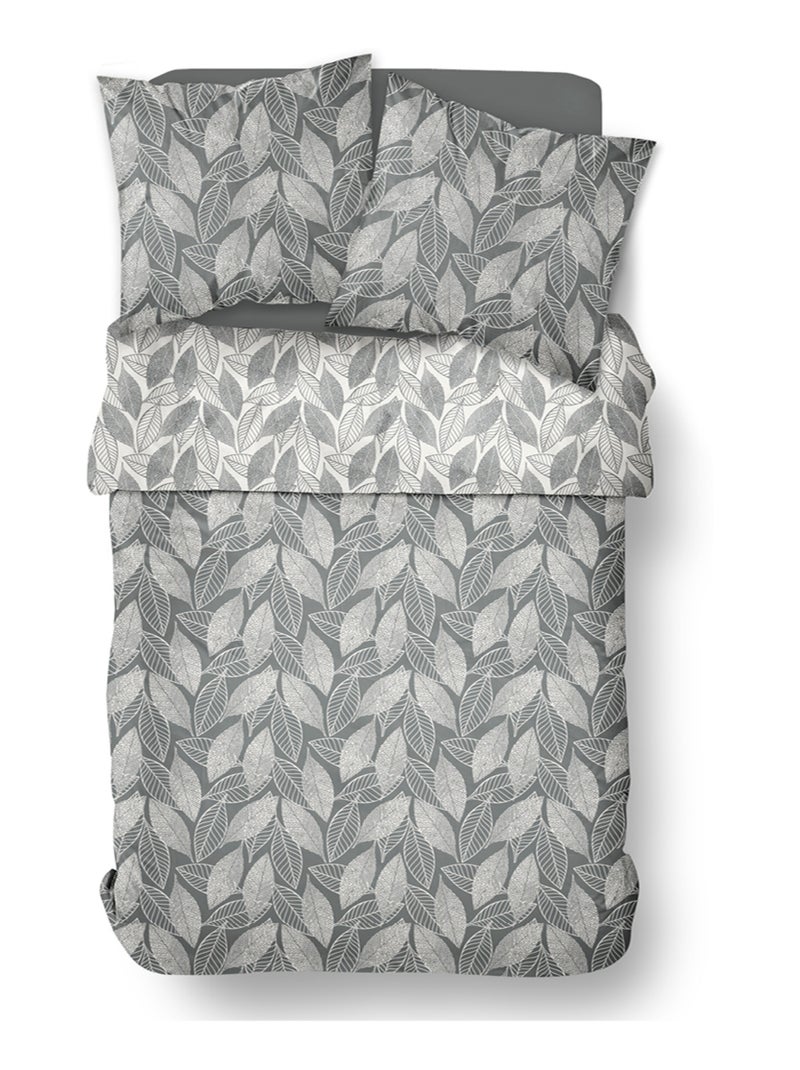 Parure de lit imprimé Floral coton FLANELLE Gris - Kiabi