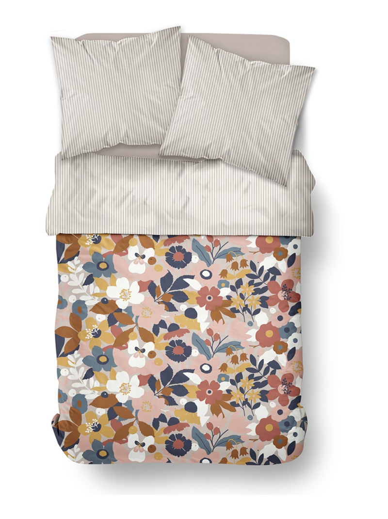 Parure de lit imprimé Floral coton SUNSHINE ADELE Beige - Kiabi