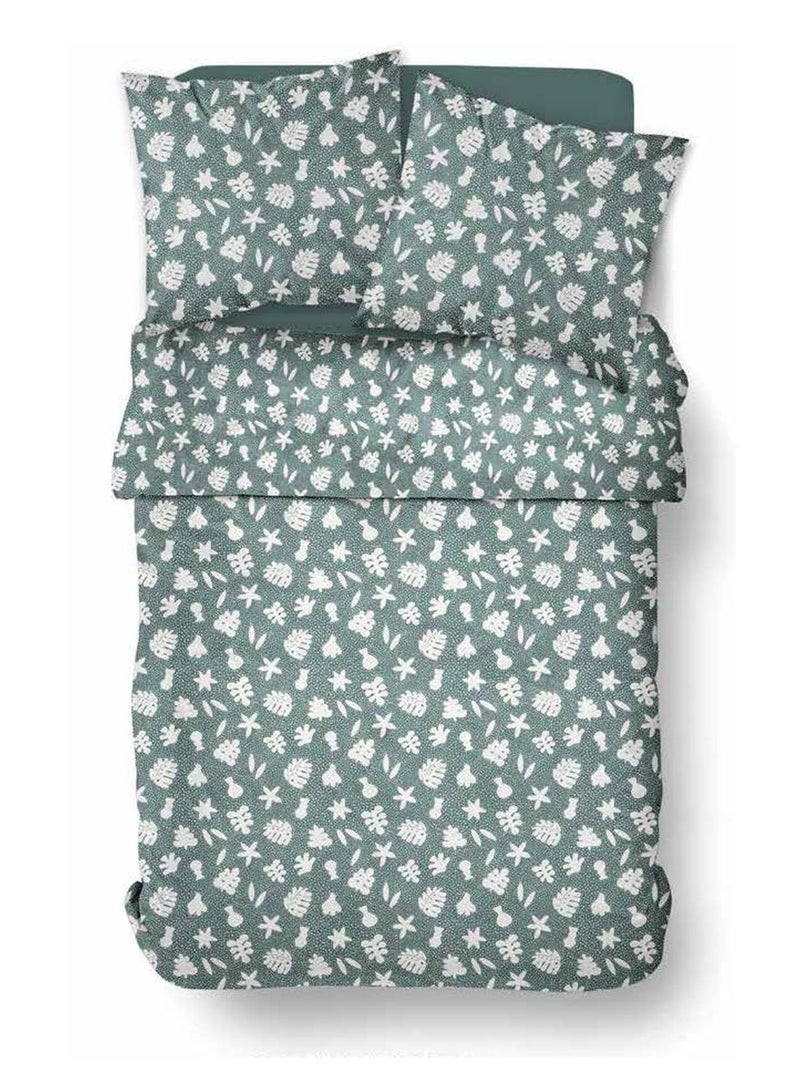 Parure de lit imprimé floral coton SUNSHINE AGATHE Vert - Kiabi