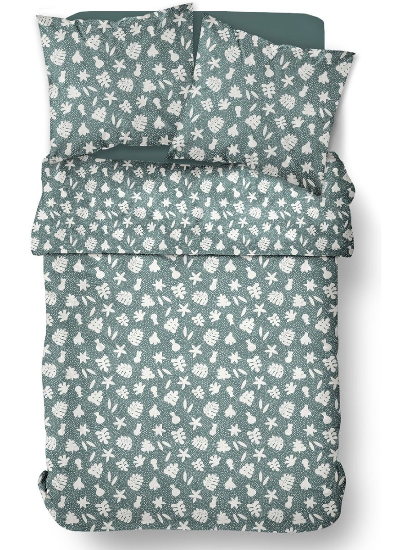 Parure de lit imprimé floral coton SUNSHINE AGATHE Vert - Kiabi