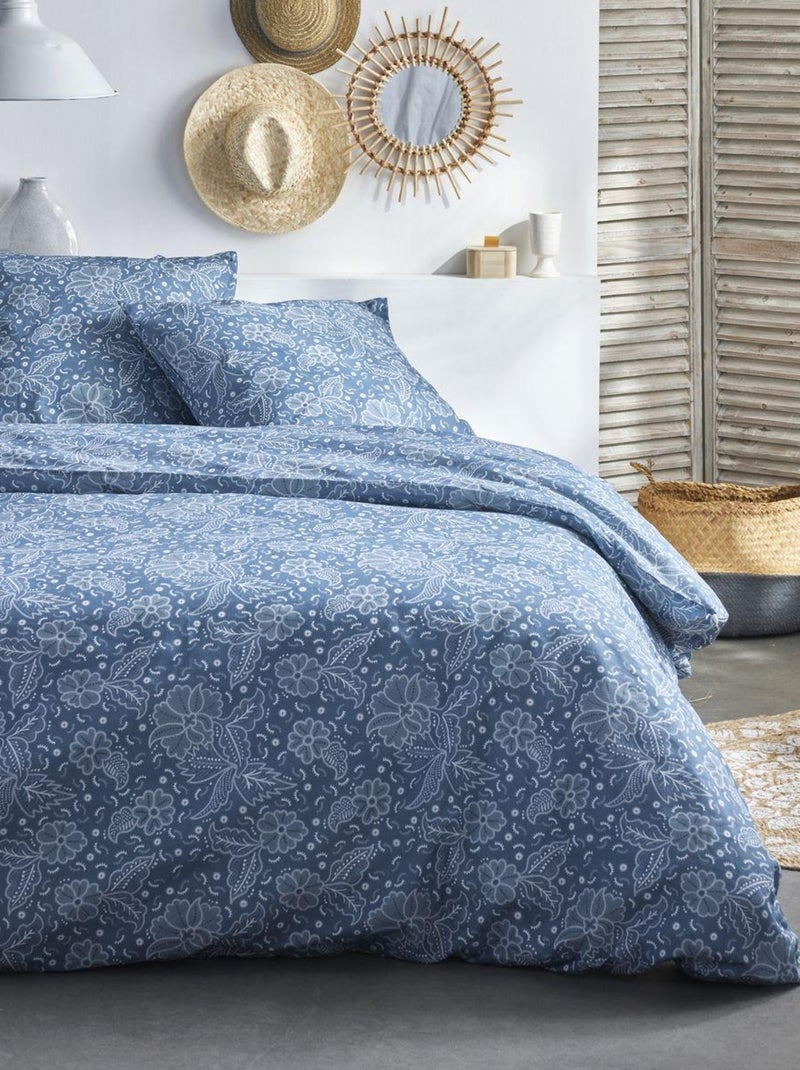 Parure de lit imprimé Floral coton SUNSHINE DAAN Bleu - Kiabi