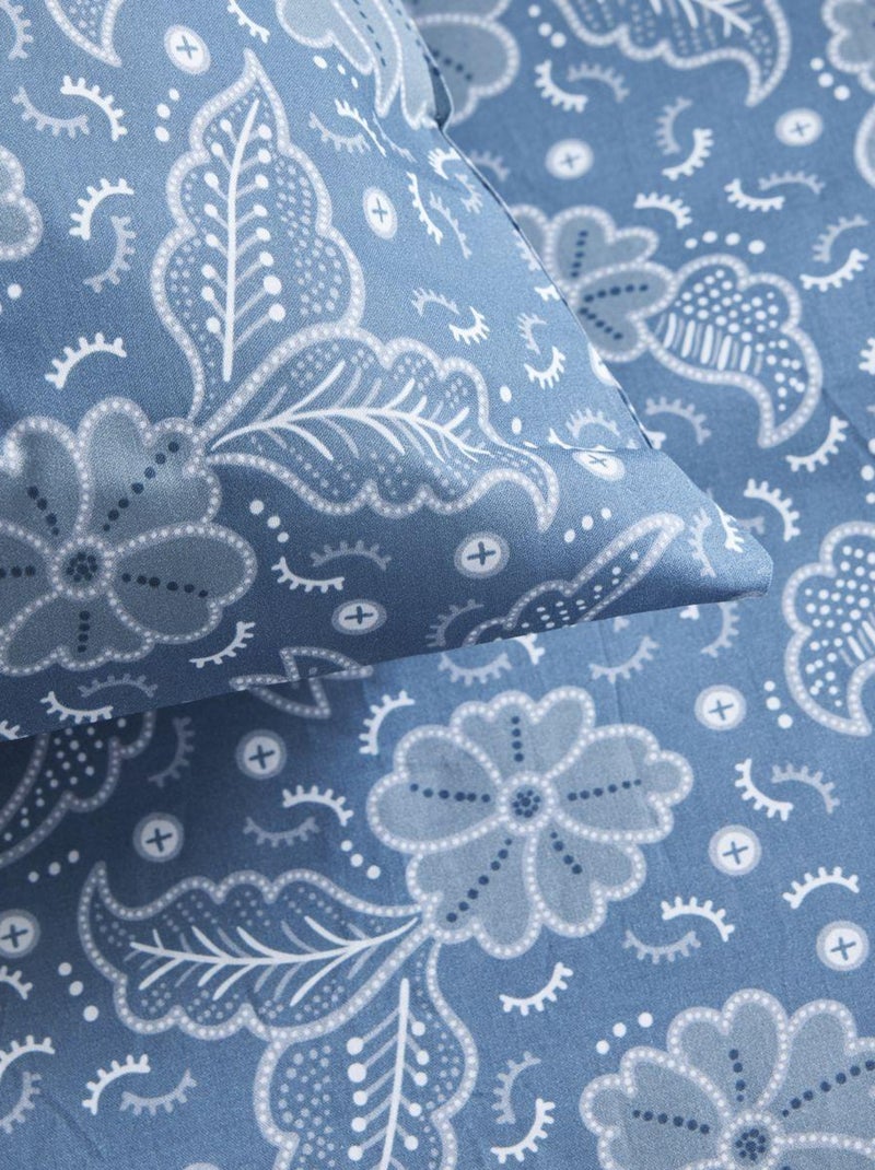 Parure de lit imprimé Floral coton SUNSHINE DAAN Bleu - Kiabi