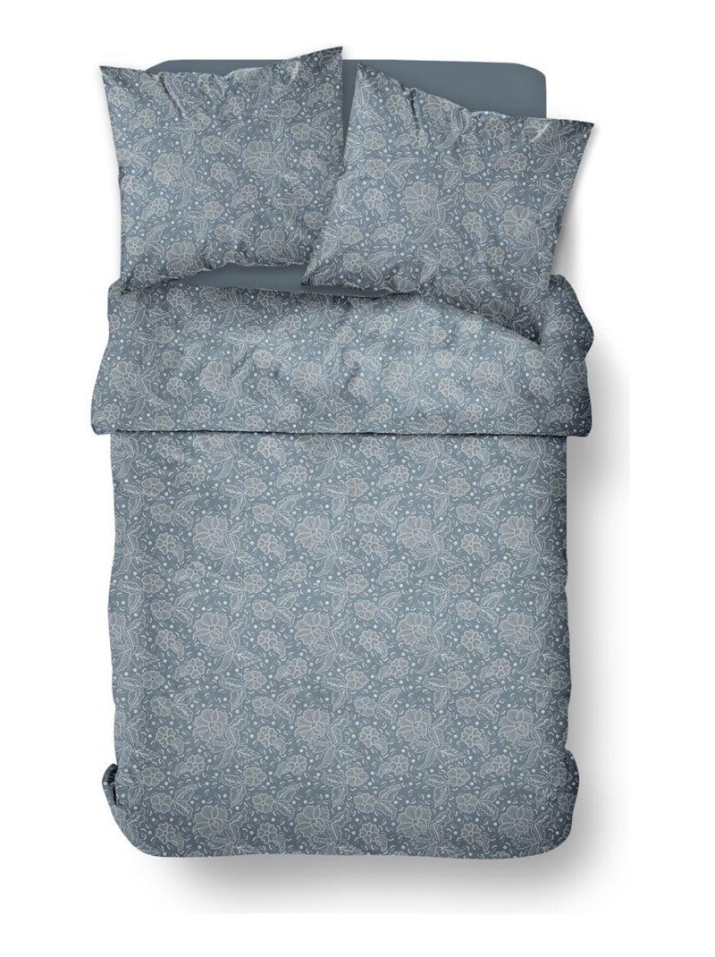 Parure de lit imprimé Floral coton SUNSHINE DAAN Bleu - Kiabi