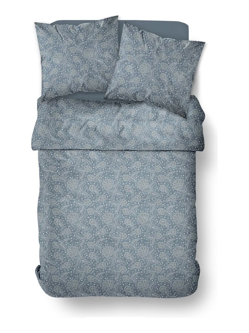 Parure de lit imprimé Floral coton SUNSHINE DAAN Bleu - Kiabi