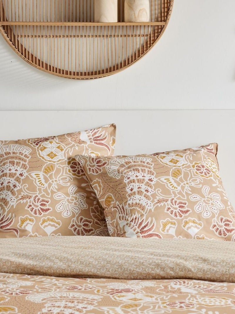 Parure de lit imprimé Floral coton SUNSHINE EDDIE Beige - Kiabi
