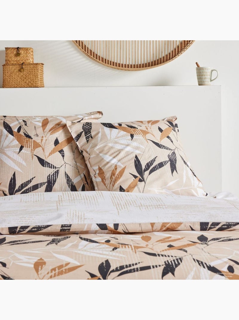 Parure de lit imprimé Floral coton SUNSHINE ELEA Beige - Kiabi