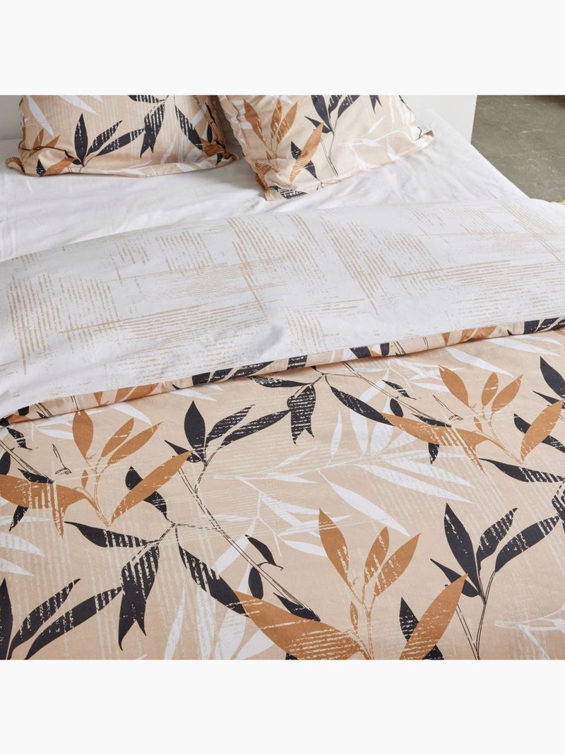 Parure de lit imprimé Floral coton SUNSHINE ELEA Beige - Kiabi