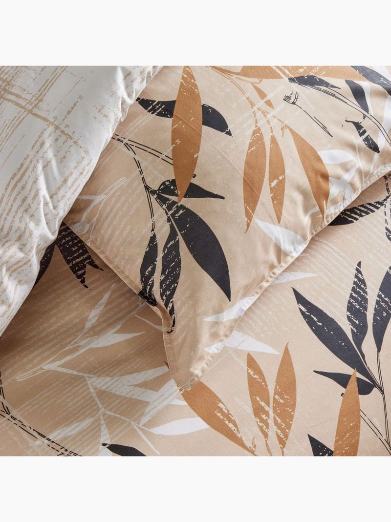 Parure de lit imprimé Floral coton SUNSHINE ELEA Beige - Kiabi